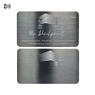 कस्टम डिज़ाइन एनएफसी मेटल बिजनेस कार्ड NTAG216 888 बाइट्स 13.56MHz आरएफआईडी स्टेनलेस स्टील मेटल विजिटिंग कार्ड